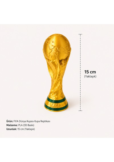 Fıfa Dünya Kupası Kupa 15 Cm Altın Renk 3d Baskı Dekoratif Futbol Kupası