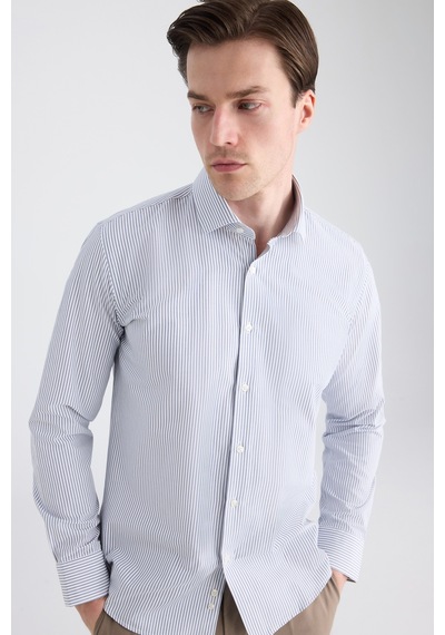 Twn Slim Fit Lacivert Çizgili Gömlek 5ef02ıg13288m Çok Renkli