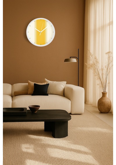 Modern Duvar Saati - 35cm - Önü Camlı Beyaz Kasa - Sessiz Mekanizma-jh0178 Beyaz