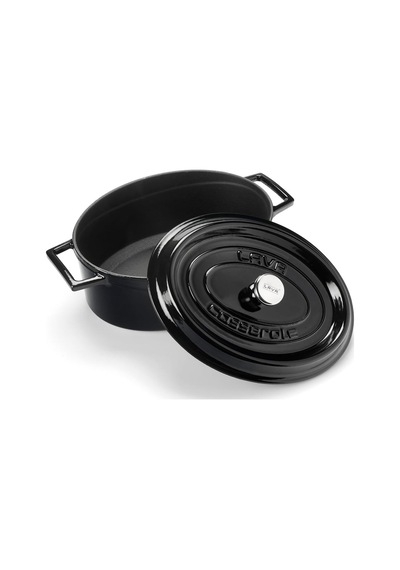 Signature Emailierten Dökme Demir Oval Dutch Oven 4 1/4 Quart, Obsidian Siyah, Dökme Demir, Obsidian Black, 4.