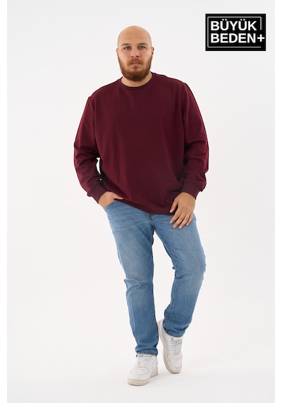 Superlife Erkek Büyük Beden Bisiklet Yaka İnce Sweatshirt Regular Fit %64 Pamuklu Spr26bsw956 Bordo