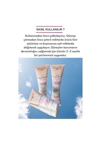 Byphasse  3'ü 1 Arada Renkli Güneş Kremi Light SPF50+ 50 ML