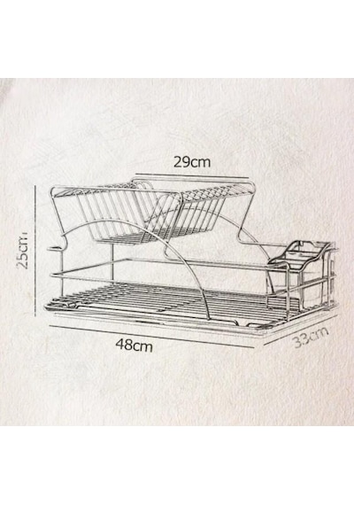 Geseus Home İki Katlı Tabaklık Bulaşıklık Krom Şeffaf Kb009 Krom