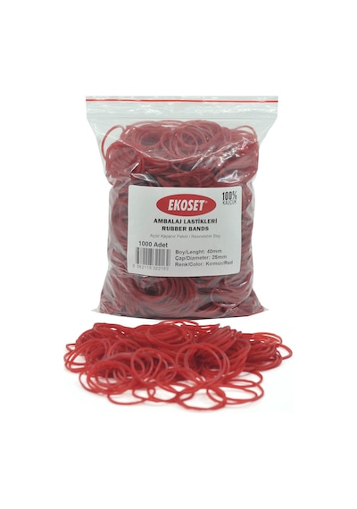 Ekoset Kırmızı Paket Ambalaj Para Lastiği 40MM 10.000 Adet