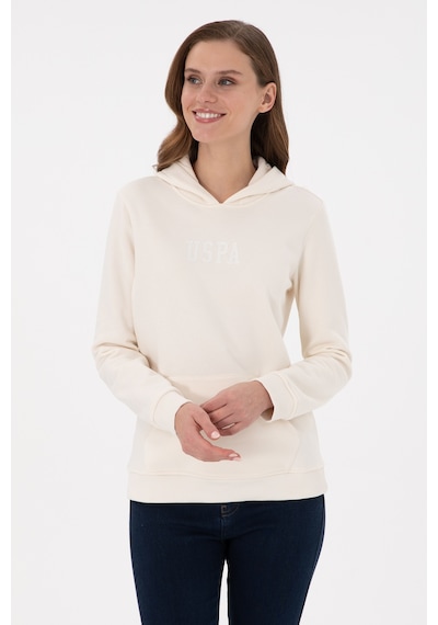 U.S. Polo Assn. Kadın Krem Kapüşonlu Basic Sweatshırt 50289536-VR071