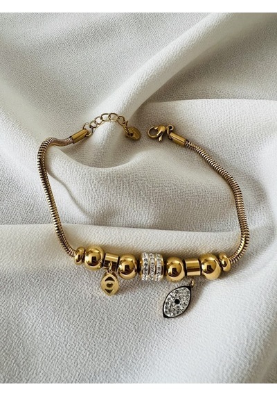 Gold Çelik Göz Detaylı Charm Bileklik Gold - 570875878 Gold