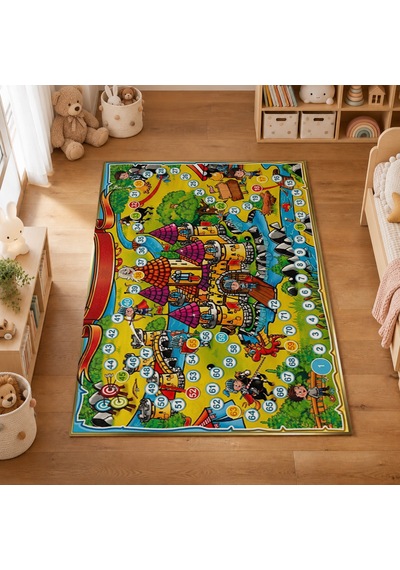 Kartela Halı Orta Çağ Macerası Sayılı Kaymaz Taban Çocuk Oyun Halısı - 60 X 90 Cm Çok Renkli