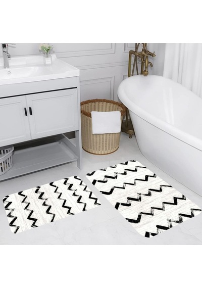 Eliana Home Dijital Baskılı 2'li Banyo Paspas Takımı Lna5171 Beyaz