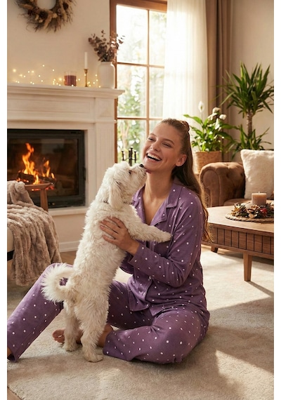 Lela Bayan Pijama Takımı 60956601 Lila LILA