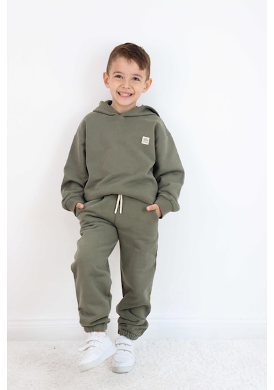 Miababy Unisex Kapşonlu Eşofman Takımı Haki