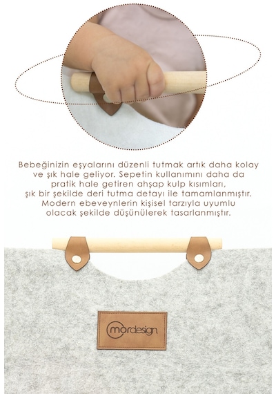 Keçe Çocuk Oyuncak/kirli Çamaşır Depolama Sepeti, Çok Amaçlı Saklama Sepeti, Morbunny Serisi Gri