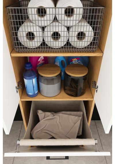 Modern Çamaşır Sepetli Çok Amaçlı Banyo Dolabı %100 Mdf Banyo Düzenleyici Dolap Bd06 Beyaz - Karına Modern Çamaşır Sepetli Çok Amaçlı Banyo Dolabı %100 Mdf Banyo Düzenleyici Dolap Bd06 Beyaz - Karına