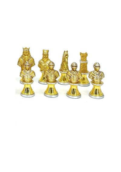 Orta Çağ Temalı Kurşun Satranç Taş Seti – Gold & Silver