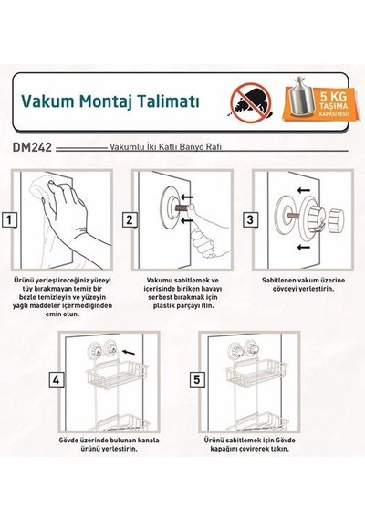 Geseus Va Kumlu Iki Katlı Banyo Rafı Şampuanlık Delme Vida Matkap Çok Renkli