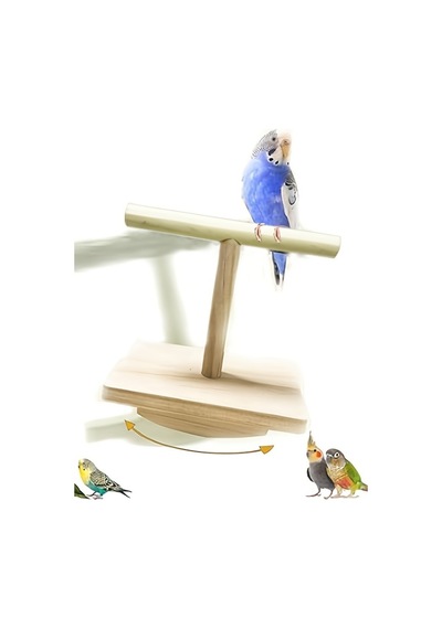 Doğal Ağaç Kuş Oyun Platformu - Muhabbet Kuşu, Conure, Sultan Papağanı İçin Zeka Oyuncağı