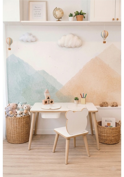 Montessori Çocuk Masası-oyun Masası-aktivite Masası-etkinlik Masası Takımı 1 Panda Sandalye Beyaz Montessori Çocuk Masası-oyun Masası-aktivite Masası-etkinlik Masası Takımı 1 Panda Sandalye Beyaz