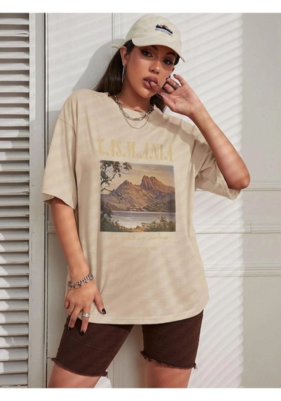 Unisex Casmania Baskılı Oversize T-shirt 001
