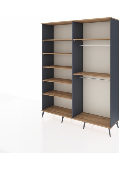 Hyperion Gardrop 7 Raflı 2 Askılı 176x44x221 Antrasit-çam Çam