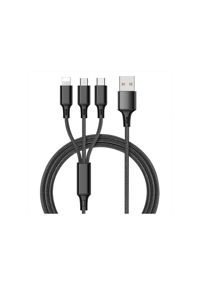 Siyah Hızlı Usb Şarj Kablosu Samsung Evrensel 3 In 1 Çok Fonksiyonlu Cep Telefonu Kablosu Şarj Kablosu Tip C