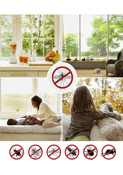Çift Kanat Pencere Tül Sineklik 130x150 Cm 5 Cm Cırt Cırt Bantlı, Kesilebilir, Kolay Montajlı P