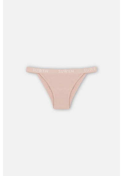 Suwen 3lü Pamuklu Lastikli Normal Bel Slip Külot St00456011343 Kahverengi - Ten - Pembe