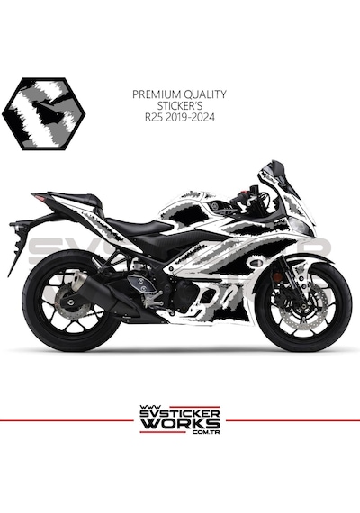 Yamaha R25 Kaplama Sticker Air Brush Motor Kaplama Modeli Hazır Kit 2019 / 2024 Uyumlu Gri