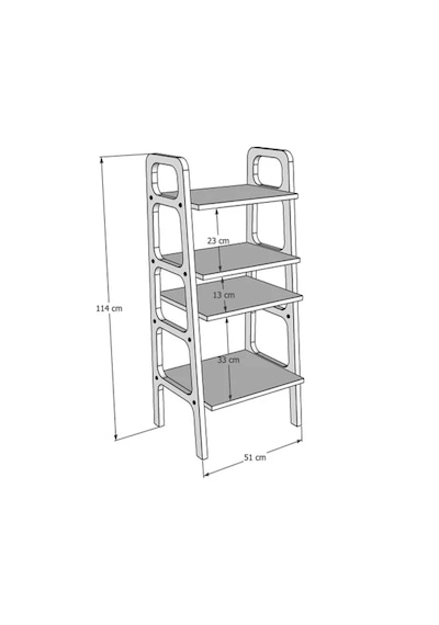 Woodesk Vinilo, Ahşap, 114x50, Tik Renk, Kitaplık Ve Pikap Standı