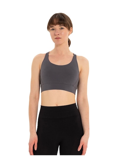 Inguz Çift Askılı Sırtı Çapraz Yoga Büstiyer Gri