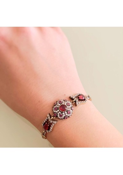 Oriental Kuyumculuk Jewellery Yakut Taşlı Otantik Gümüş Bileklik Gümüş