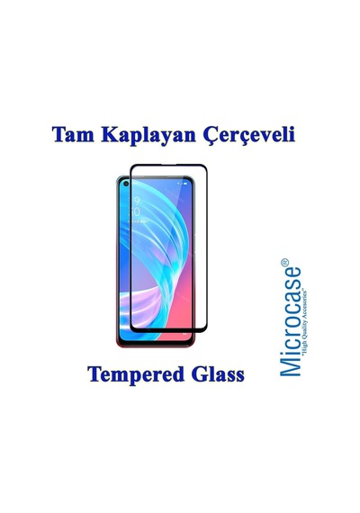 Oppo A72 Tam Kaplayan Çerçeveli Tempered Cam Siyah