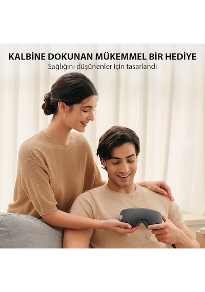 SKG ES500 Göz Masaj Aleti Isı Terapili Bluetooth Müzikli, Sessiz,taşınabilir,1500 Mah,gri Mat Koyu Gri