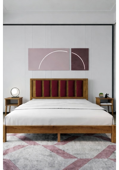 Renazzo Ori On Bordo Puf Başlıklı Masif Ahşap Karyola Ceviz 120x200 Ceviz - 120 X 200 Renazzo Ori On Bordo Puf Başlıklı Masif Ahşap Karyola Ceviz 120x200 Ceviz - 120 X 200
