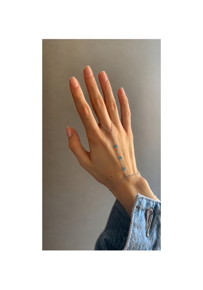 Riviera Collection Azure Turkuaz Kalpli Mineli Zirkon Taşlı Şahmeran Gümüş Gümüş