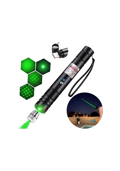Usb Şarjlı Yeşil Laser Güçlü Işın, Uzun Menzil, Anahtarlıklı Taşınabilir Lazer Kalem