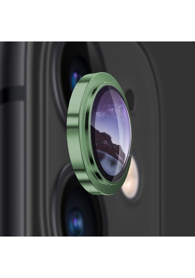 Buff Apple Uyumlu iPhone 11 / 12 / 12 Mini Kamera Metal Lens Koruyucu Koyu Yeşil