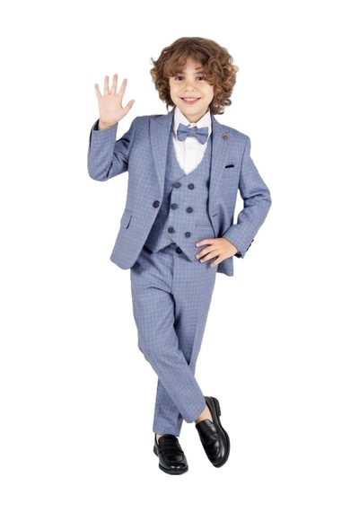 Mnk Baby & Kids Kiryos Erkek Çocuk Kareli Takım Elbise M00806 mavi