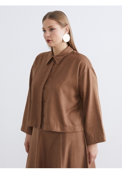 Lcw Modest Kahverengi Oversize Kadın Süet Görünümlü Gömlek