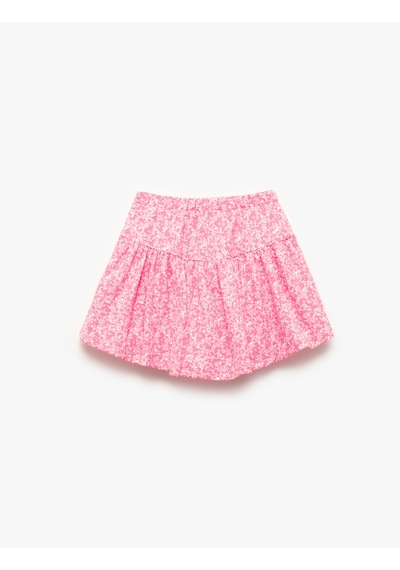 Koton Beli Lastikli Desenli Şort Etek Pembe Desenli 5skg40212ak Pembe Desenli