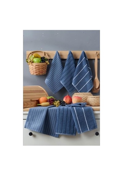 Mira Home 6 Lı El Yüz Mutfak Havlusu Seti Sophia 30 X 50 Cm Lacivert Açık Gri