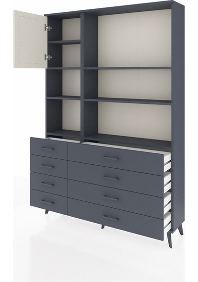 Arges Dolap 7 Raflı 8 Çekmeceli Tek Kapaklı 132x30x195 Antrasit-aytaşı/antrasit Aytası/antrasıt Arges Dolap 7 Raflı 8 Çekmeceli Tek Kapaklı 132x30x195 Antrasit-aytaşı/antrasit Aytası/antrasıt