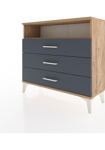 Arges Şifonyer Tek Raflı 3 Çekmeceli 88x30x80 Çam-antrasit Çam