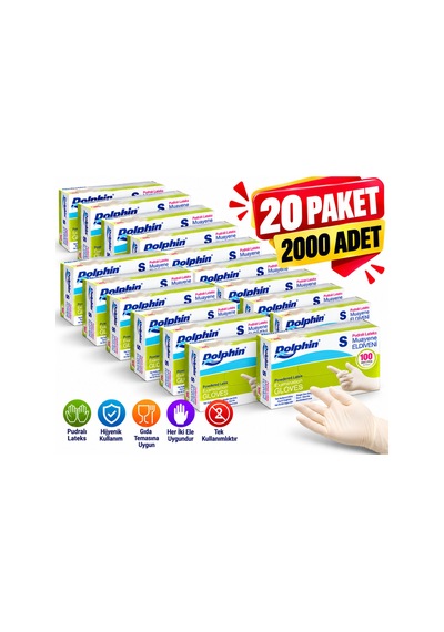 Pudralı Lateks Latex Muayene Eldiveni Tek Kullanımlık S Beden 20 Paket