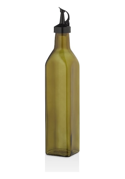 Qlux C-00407 Organik Yağdanlık Şişe 750ml Yeşil Plastik Kilitli Kapak Cam - 12'li Paket Diğer
