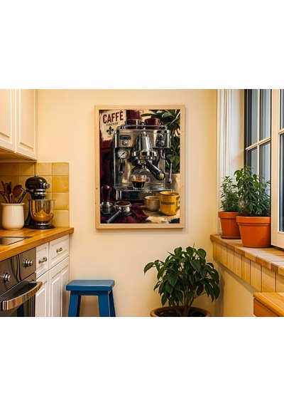 Espresso Makinesi Tablosu Modern Mutfak Kafe Sanat Baskısı Kahve Barı Duvar Dekoru