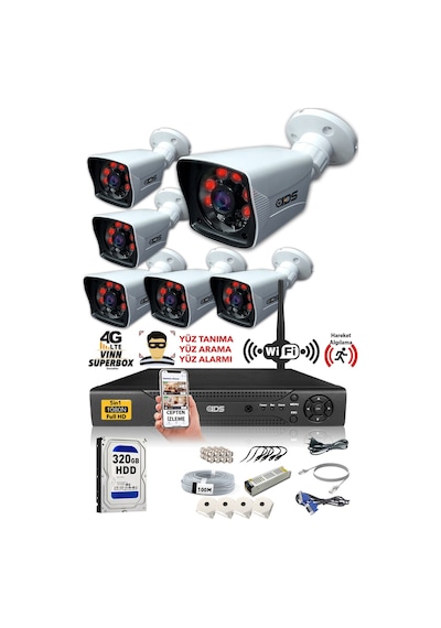 Ids - 6 Kameralı 1080P Fullhd 5Mp Sony Lensli Kamera Seti - 2021