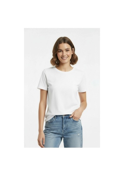 Lyvean Bisiklet Yaka Regular Kısa Kollu Tshirt Beyaz