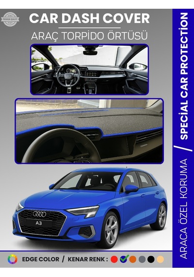 Audi A3 2020+ Torpido Örtüsü Ön Göğüs Koruma Torpido Koruma Araca Özel Kaymaz Kolay Montaj - 574 Stiloto