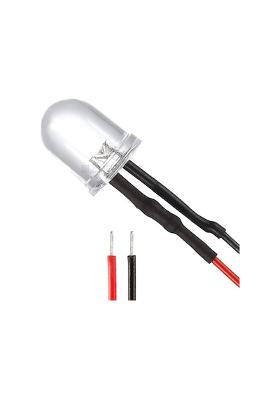 12v 10mm Şeffaf Mantar Led 0,35mm²20 Cm Kablolu Yeşil 5adet