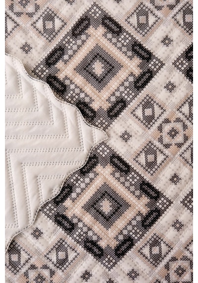 Nomad Geometrik Çift Kişilik Kapitone Pike & Çok Amaçlı Yatak Örtüsü - 3 Parça Çok Renkli