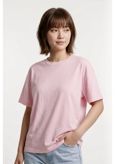 Hoxie Unisex Pembe Oversize Tişört - Minimal Tokyo Tipografi Baskılı